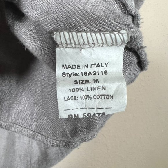 Francesca Bettini Linen Dress Medium Shift Baby Doll Gray Eyelet Flaw - Picture 10 of 10